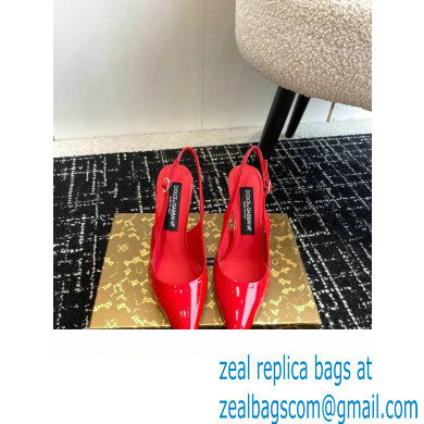 Dolce  &  Gabbana Heel 10cm Patent Leather Slingbacks Red 2024